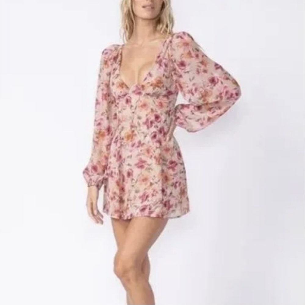 NEW Sundays Soho Dress Pink Floral Sexy Mini Size XS